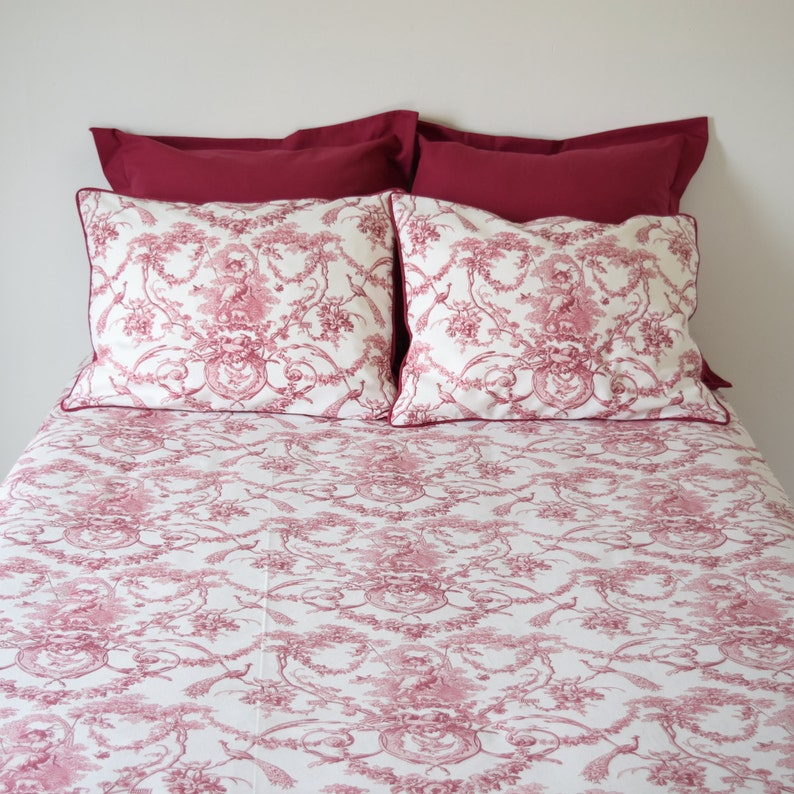 French Home Decor Fabric Toile de Jouy Cotton by meter Width 110 280 cm Red Ivory Custom made Drapery Curtains Pillows Bedding TD20