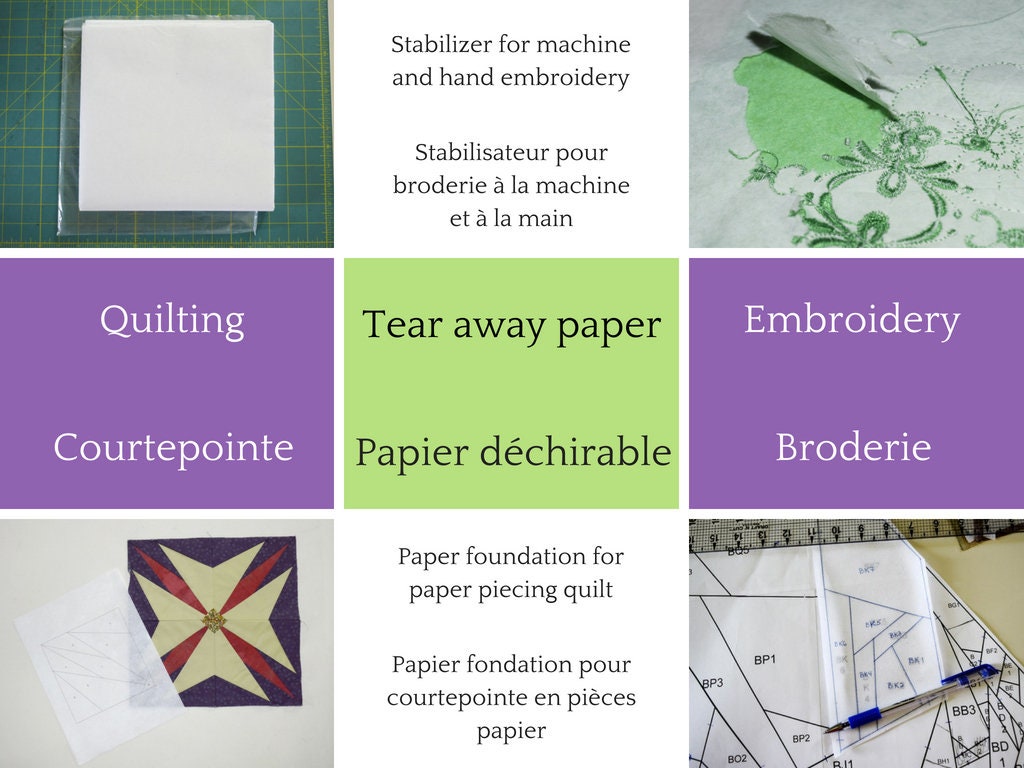 White Tear Away Stabilizer Embroidery Stabilizer Foundation Paper Tear Away  Paper Non Woven Paper Piecing Pattern Quilting 