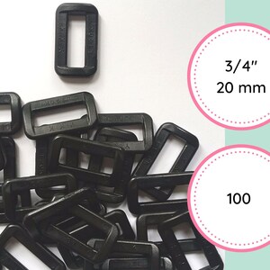 Peut inclure: Un tas de 100 boucles coulissantes en plastique noir de 3/4 pouce (20 mm).