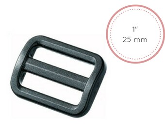 Tri-bar adjuster YKK LA25S 1" 25 mm Slide buckle Strap webbing aduster buckle Black plastic tri glide