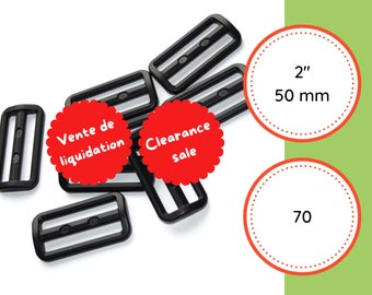 LIQUIDATION 70 Ajusteurs Tri-Bar YKK LA50S | 2" 50 mm | Boucle d'ajustement de sangle | Boucle de ceinture | Plastique noir résistant