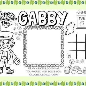 St. Patrick&#39;s Day Kids Paper Placemat