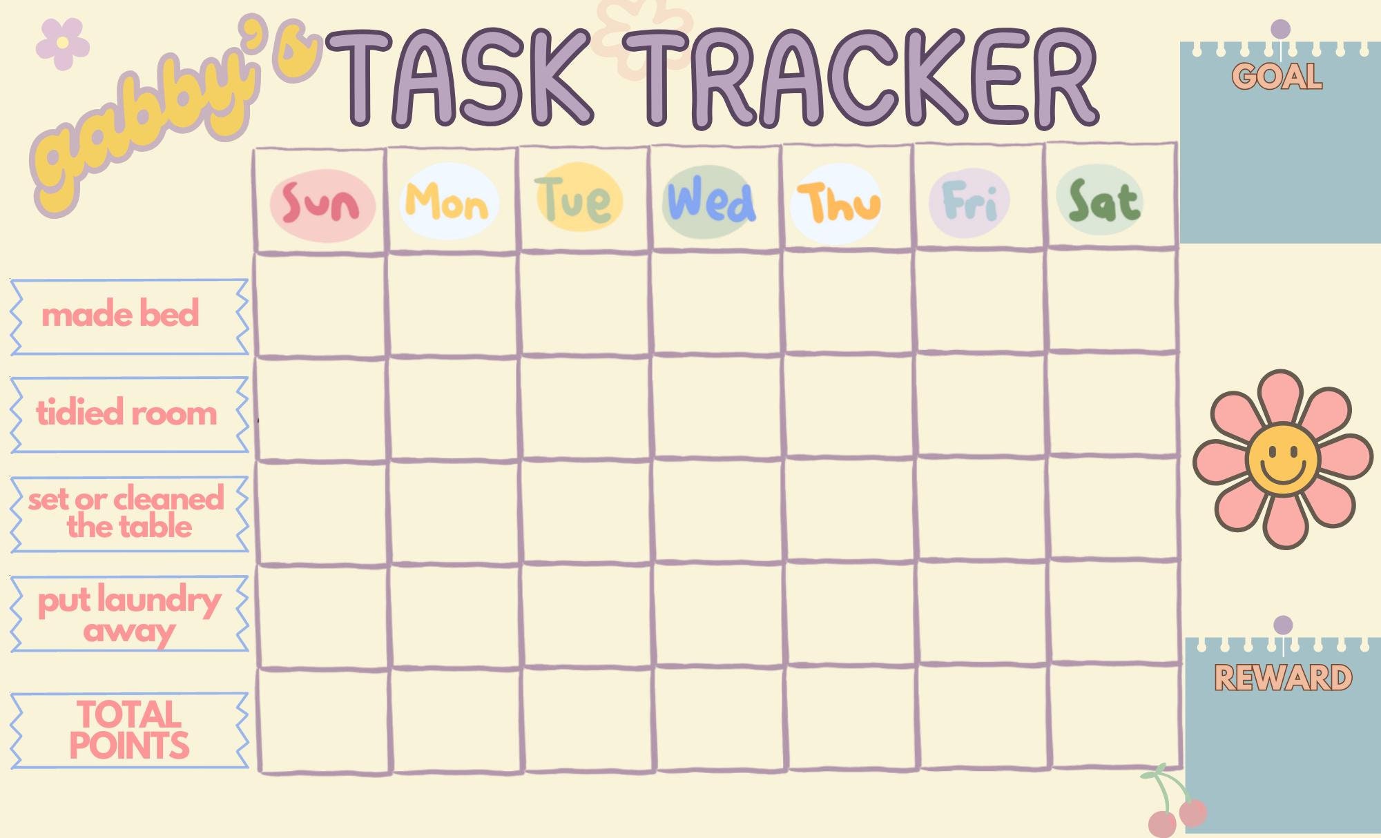 Task Reward Chart Simple Task Tracker / Chore Chart / Reward Chart for Kids - Etsy