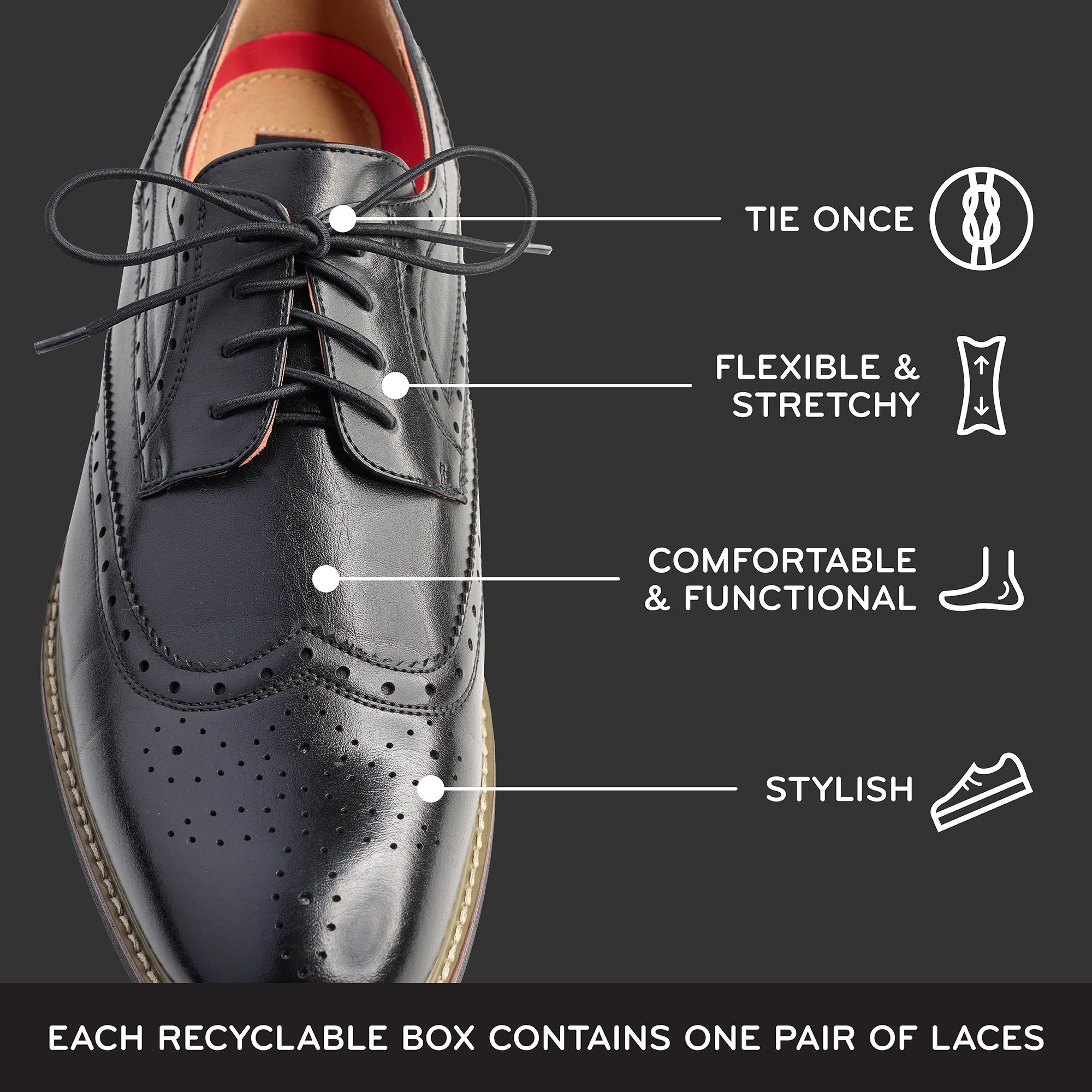 Elastic Round Dress Shoe Laces | Slip-On Conversion