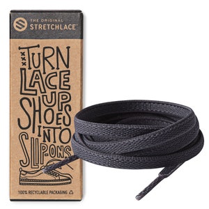 The Original Stretchlace No Tie Shoelaces | Adults Kids | Stretch Elastic Flat Laces | Grey
