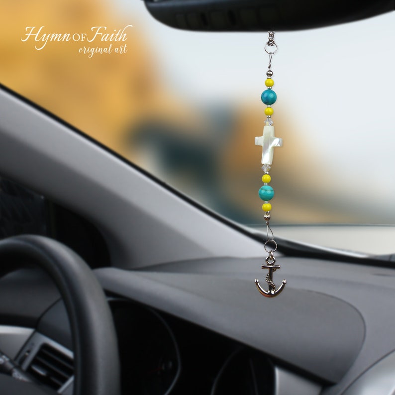 Cross and Anchor Rear View Mirror Charm Christian Mirror Etsy