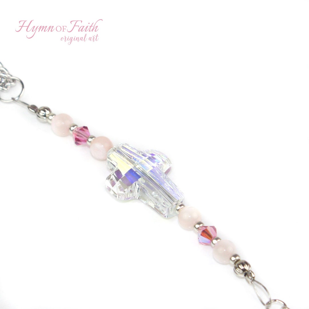 Rear View Mirror Cross, Crystal Cross Car Charm, Cross Rear View Mirror