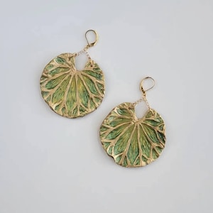 Art Nouveau earrings, lily pad earrings, statement earrings