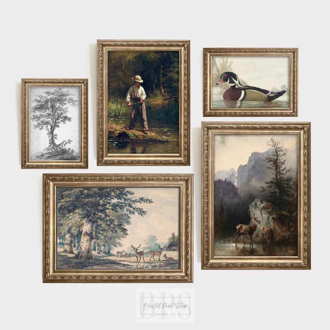Vintage Nursery Art Gallery Wall | Woodland Home Decor Set | Boy's Room ...