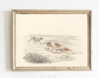 Hunting Dog | Vintage Artwork | Antique Setter Art | 19th Century Painting | Rustic Nursery Decor | Dog Painting | Digital Download