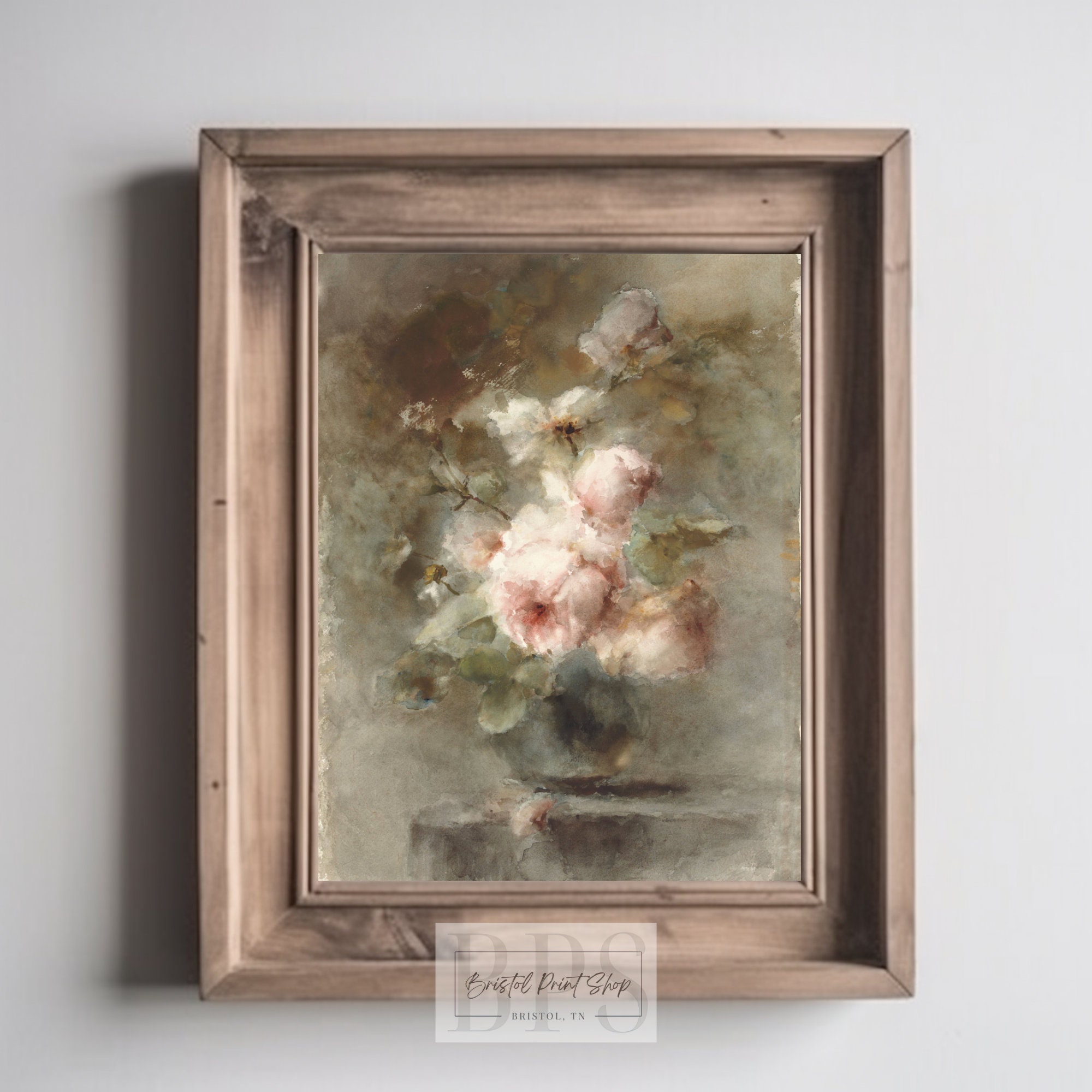 Vintage Rose Wall Art Pastel Floral Print Antique Pink - Etsy