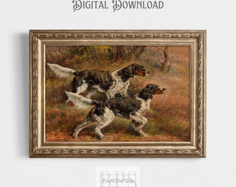 vintage chien de chasse art | Chasse au canard | Passeur | Art mural pointeur antique | Peinture du 19e siècle | Décoration de chambre de bébé rustique | Téléchargement numérique