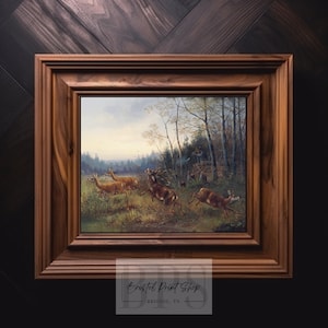 19th Century Deer Hunting Print | Vintage Hunter Art | Ideal for Rustic ...