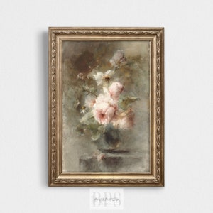 Vintage Rose Wall Art | Pastel Floral Print | Antique Pink Rose Bouquet Painting | Nursery Wall Art | Shabby Chic Art | Botanical Still Life