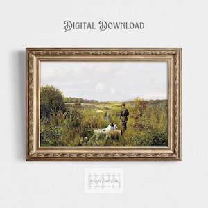 Vintage Dog Art | Duck Hunting | Dog Portrait | Bird Dog | Antique Setter Wall Art | 1904 Painting | Rustic Nursery Decor | Digital Download