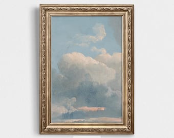 Nuvole pastello vintage/Stampa murale pastello/Arte murale antica/Dipinto del XIX secolo/Arredamento per asilo nido da sogno/Arte del cielo blu/Arte digitale