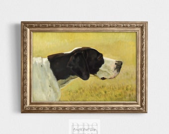 Vintage Hunting Dog Art | Pointer Profile | 19th Century Painting | Rustic Nursery Decor | Setter | Retriever | Digital Download