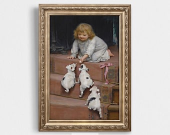 * antique picture ❀* 女の子とワンちゃんのいる 版画プリント il_340x270.6092821880_pw34.jpg
