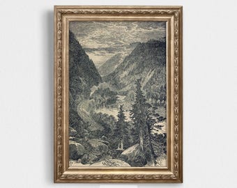 Vintage 1800s Angelführer Illustration | Muted Woods Druck | Antike Wandkunst | 19tes Jahrhundert Zeichnung | Digitaler Sofort Download