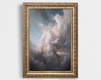Pastel Pink Clouds | Girl's Room Muted Print | Dreamy Nursery Wall Decor | Cloudy Sky Painting | Digital Instant Download