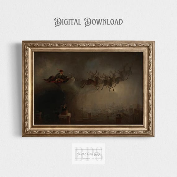 Vintage Santa Print | Enchanting Dark Moody Artwork for Christmas Décor | Perfect for Holiday Home or Unique Holiday Gift