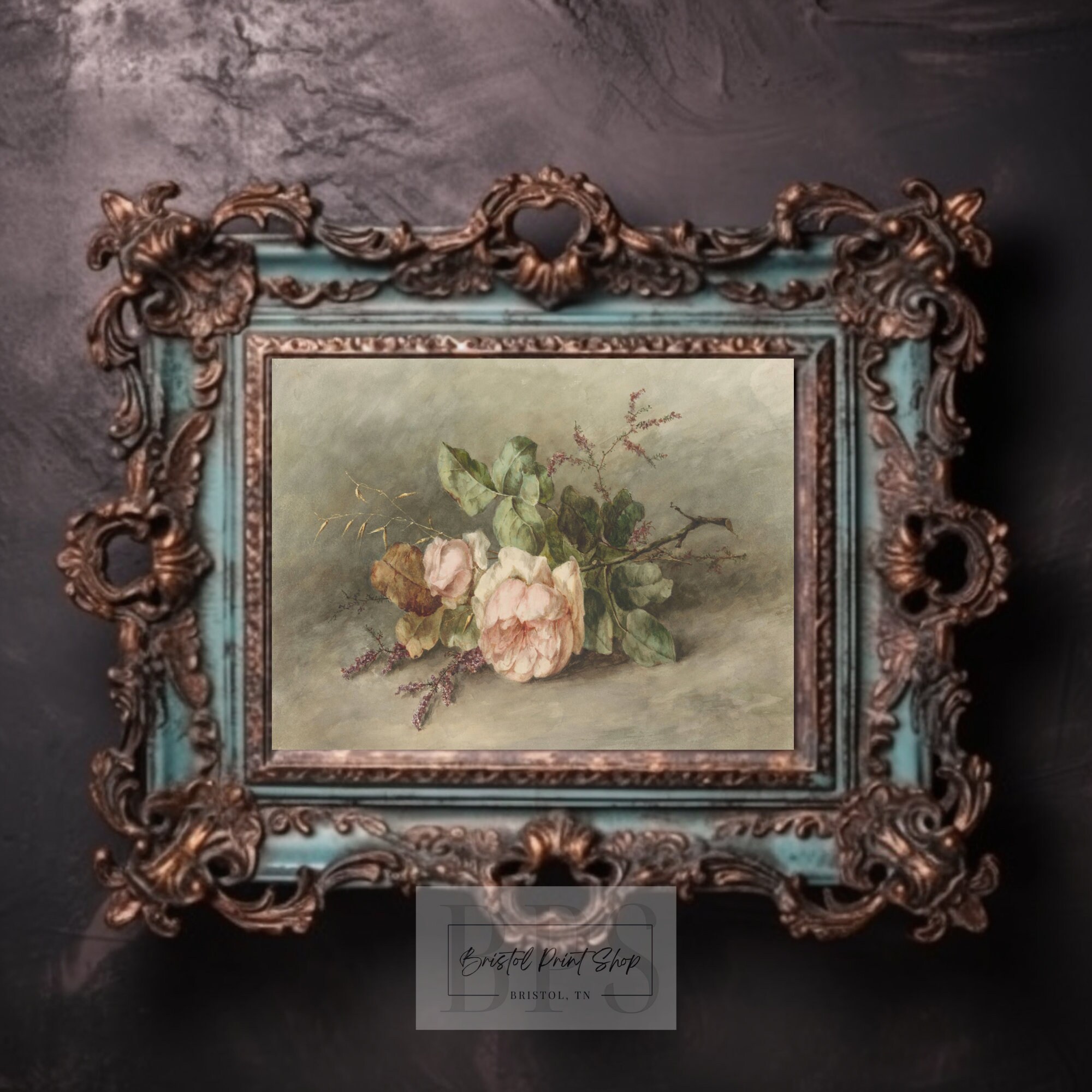 Vintage 1892 Rose Wall Art | Pastel Floral Print | Antique Pink