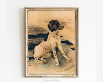 Vintage Hunting Dog Art | Setter Dog Print | Antique Wall Art | 19th Century Painting | Rustic Cabin Decor | Digital Download