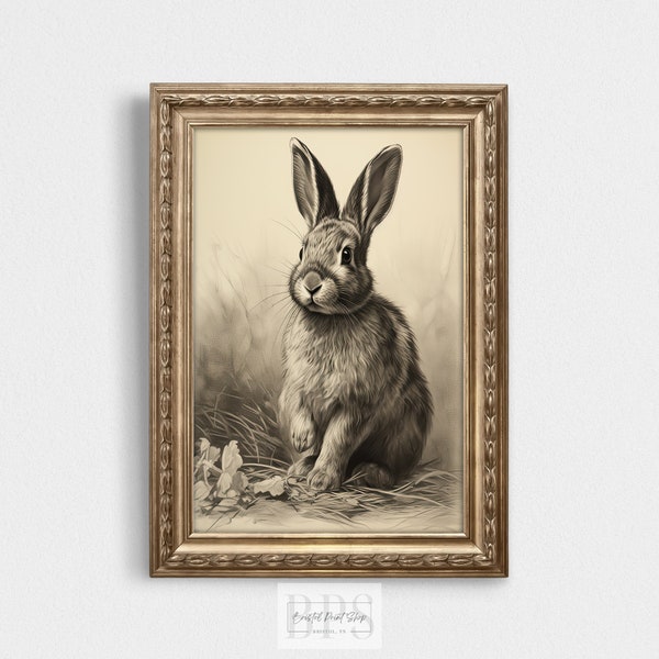 Baby Woodland Rabbit | Forest Baby Hare | Vintage Style Animal Print | Woodland Nursery Boys Decor | Nursery Girls Wall Art | Forest Animals