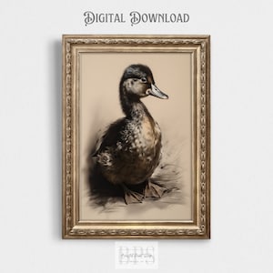 Baby Woodland Duckling | Forest Duck Art | Vintage Style Animal Print | Woodland Nursery Boys Decor | Nursery Girls Wall Art | Forest Animal