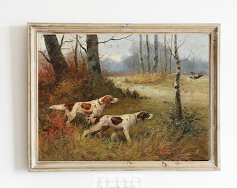 Vintage Hunting Dog Art | Antique Setter Wall Art | 19th Century Painting | Rustic Nursery Decor | Digital Download