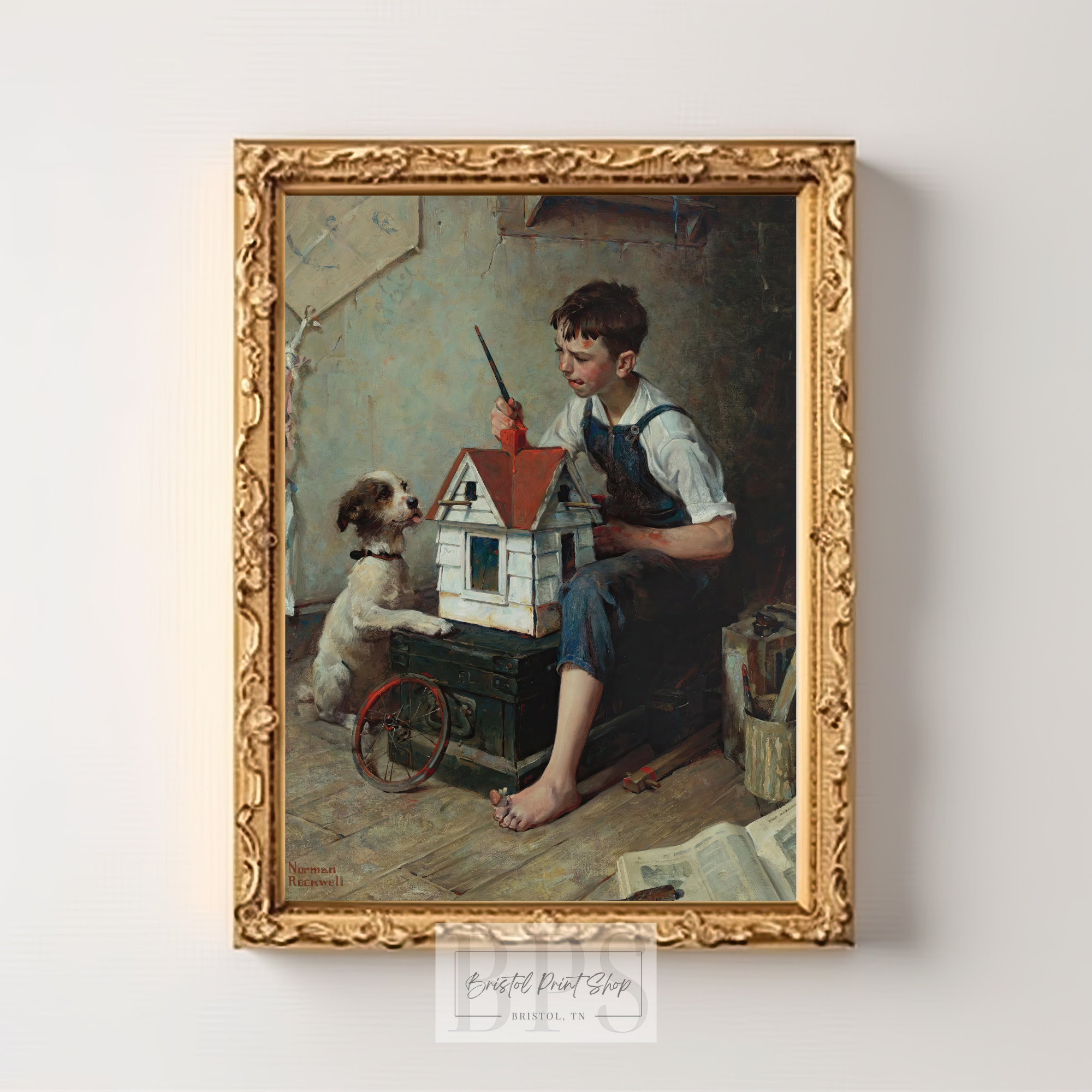 Vintage Norman Rockwell Art Print 1921 | Boy Painting Birdhouse With Dog |  Classic Home Decor | Unique Art Gift | Digital Download - Etsy Singapore, image size:2000x2000