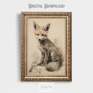 Woodland Fox Nursery Print | Vintage-Style Animal Decor for Boys | Forest Fox Wall Art for Children's Room