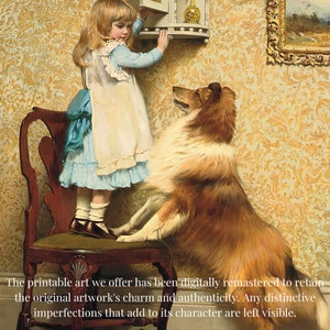 Vintage Girl and Dog Art | Blonde Girl and Collie | Home Wall Art ...