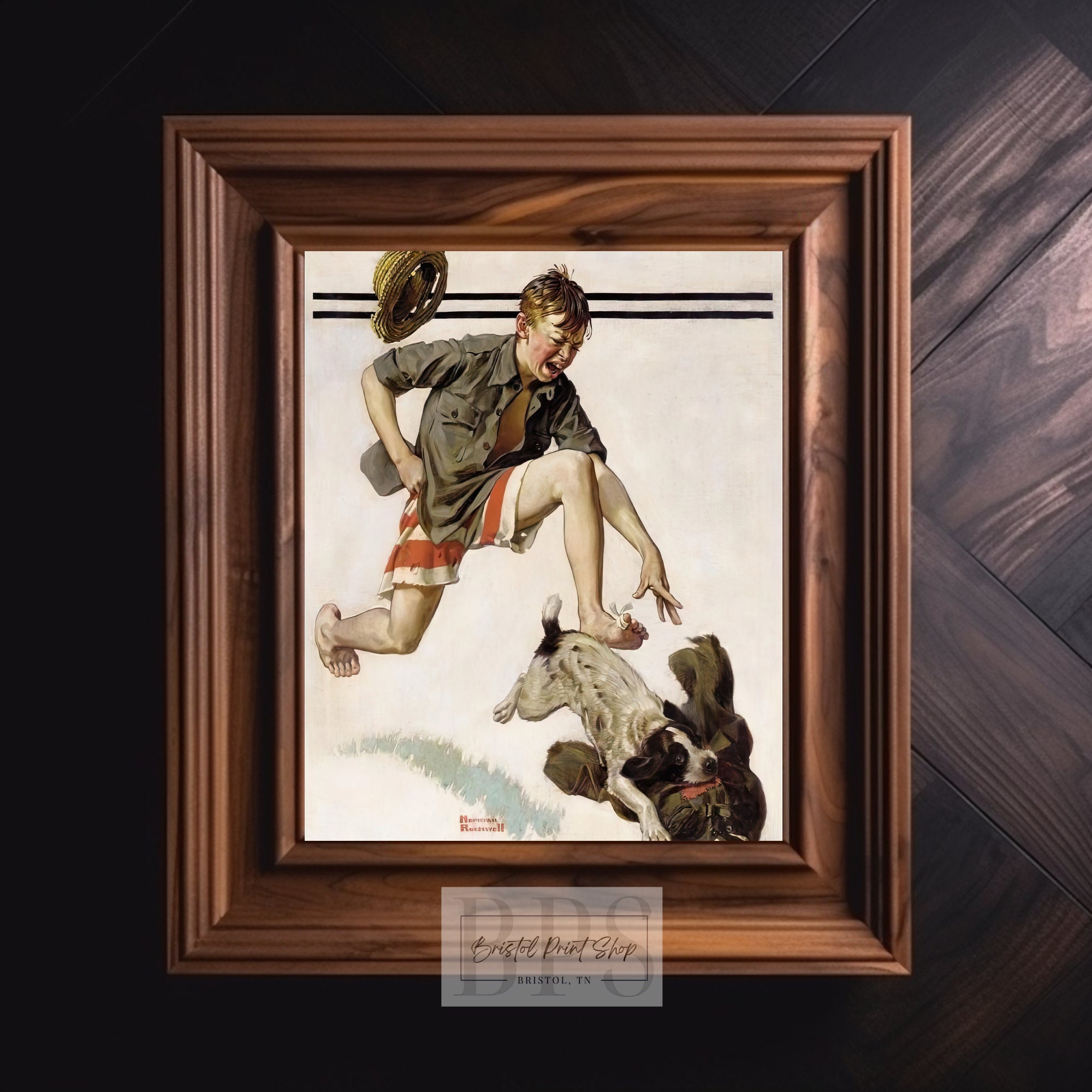 ヴィンテージ 1919 ノーマン ロックウェル 犬が男の子のズボンを盗む