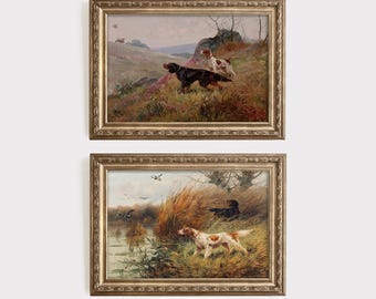 Vintage Hunting Dog Art | Duck Hunting | Setter | Antique pointer Wall Art | 19th Century Painting | Rustic Nursery Decor | Digital Download