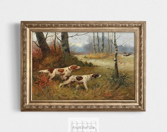 Vintage Hunting Dog Art | Antique Setter Wall Art | 19th Century Painting | Rustic Nursery Decor | Digital Download