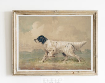 Vintage Hunting Dog Art | Antique Setter Wall Art | 19th Century Painting | Rustic Nursery Decor | Digital Download