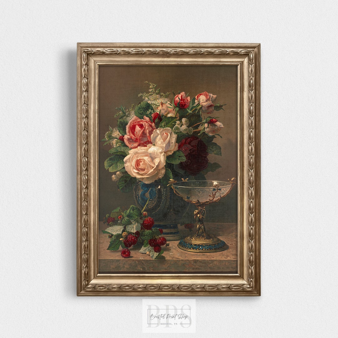 Vintage Rose Still Life Art Download | Red and Pink Roses With ...