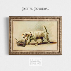 Vintage dog print | Terrier with mouse painting | digital download for home decor | pet lovers gift