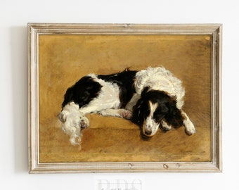 Dog Portrait | Vintage Dog Painting | Setter Sleeping | Antique Oil Painting | Vintage Artwork | Digital Download