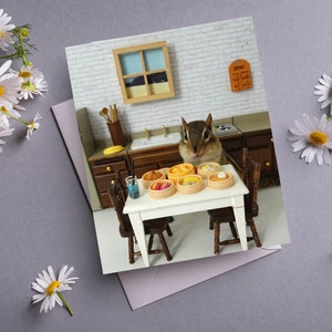 Chipmunk eating dim sum Notecard
