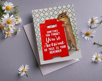 Chipmunk You're Awesome Notecard: Cali the Wild Chipmunk Photo
