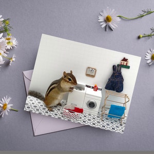 Chipmunk Laundry Notecard