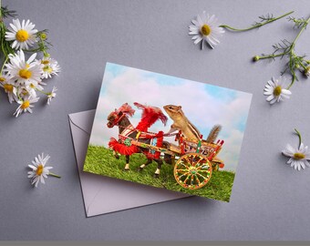Chipmunk Horse Cart Notecard