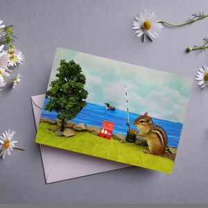 Chipmunk Fishing Notecard