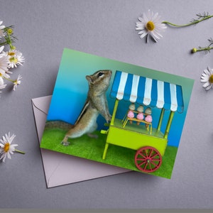 Chipmunk Ice Cream Cart Notecard