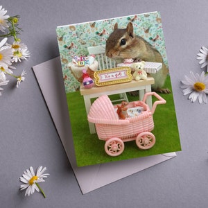 Chipmunk It&#39;s a Girl Notecard