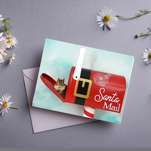 Chipmunk Santa Mail Notecard
