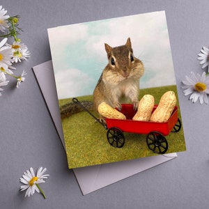 Chipmunk Red Wagon Notecard