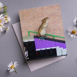 Chipmunk Skateboard Grind Notecard
